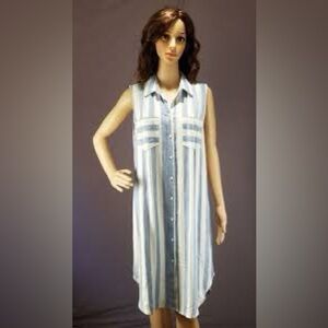 Hope & Harlow Sleeveless Striped Button-Down Shirt Dress 8